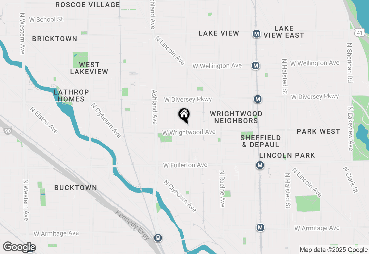 Map of 1410 W Wrightwood Avenue #O, Chicago, IL 60614