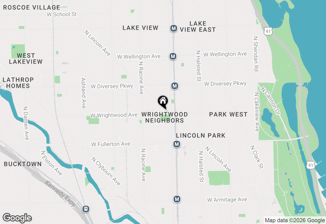 Map of 1030 W Wrightwood Avenue #H, Chicago, IL 60614