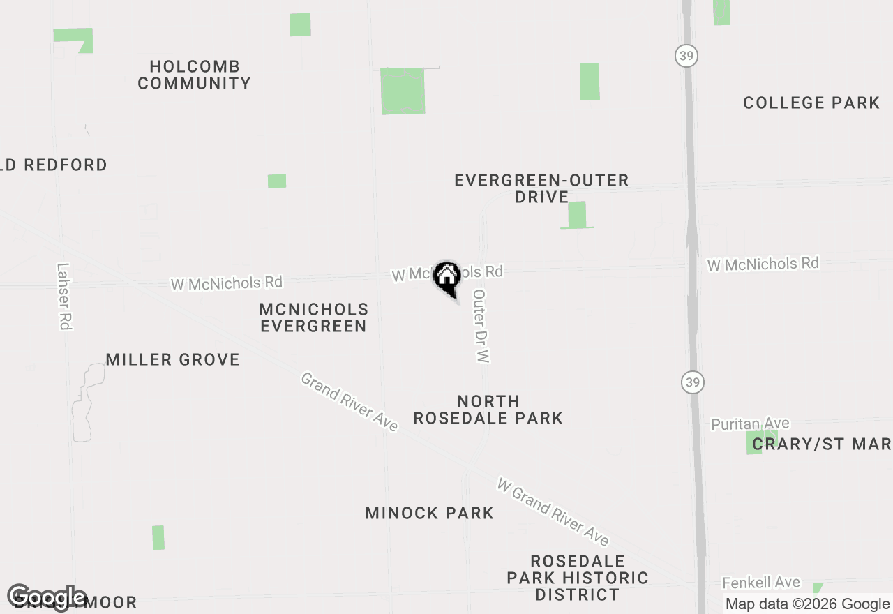 Map of 16814 Edinborough Road, Detroit, MI 48219