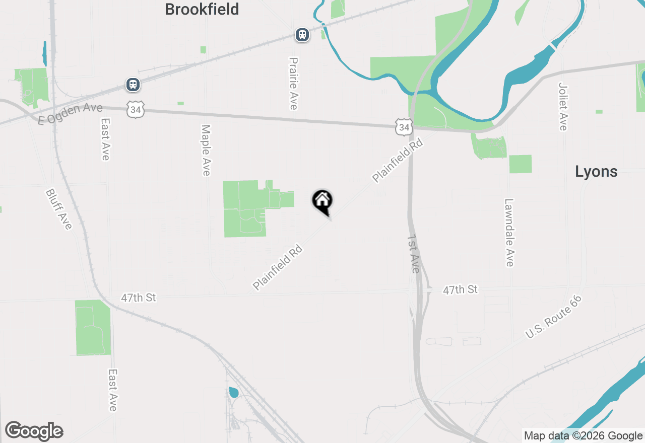Map of 8805 44th Place, Brookfield, IL 60513