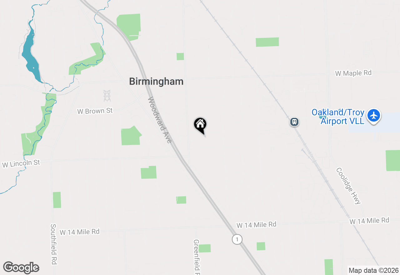 Map of 1267 Webster Street, Birmingham, MI 48009