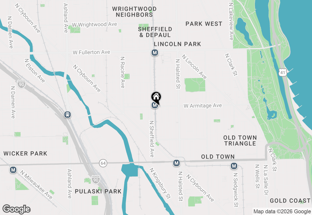 Map of 937 W Armitage Avenue #3B, Chicago, IL 60614