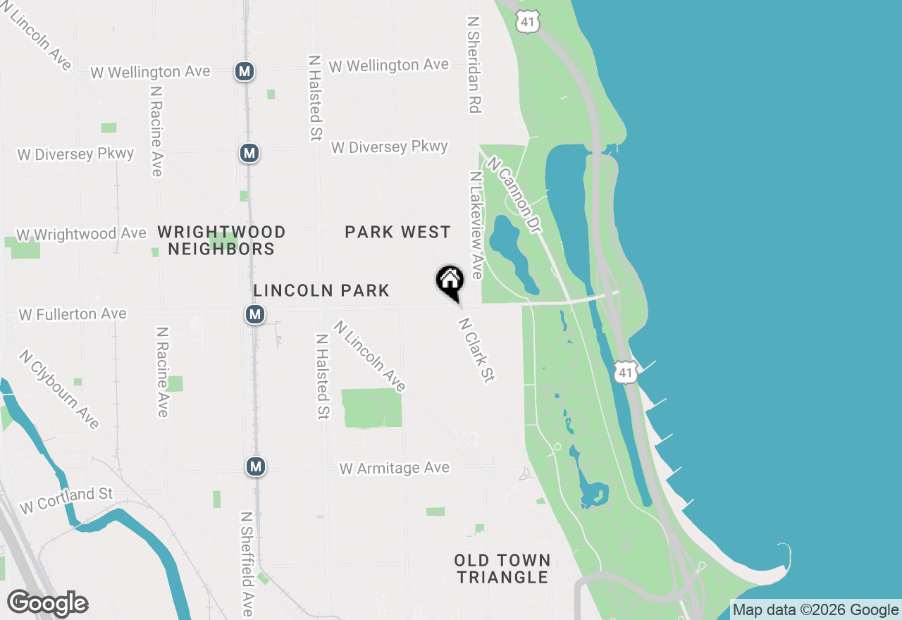 Map of 445 W Fullerton Parkway #1E, Chicago, IL 60614