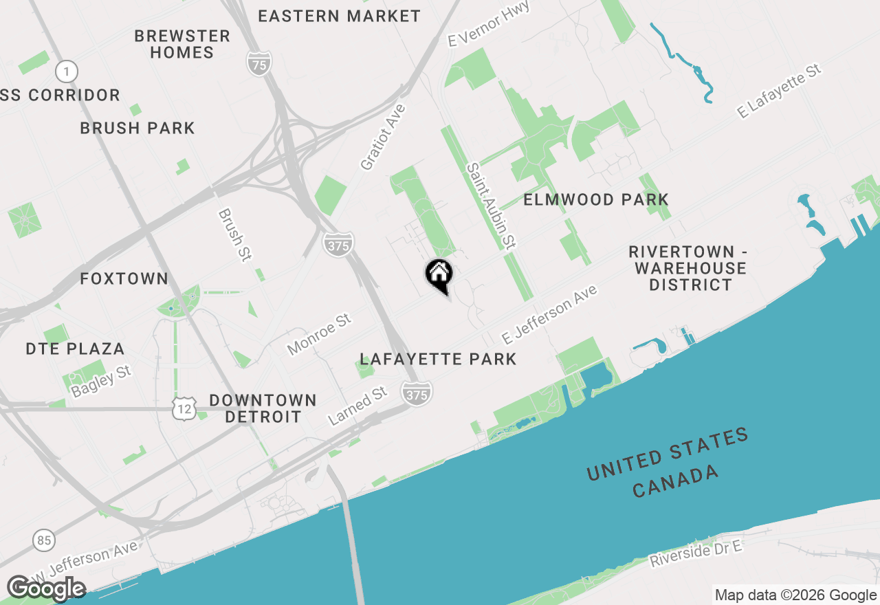 Map of 1300 E Lafayette Street #903, Detroit, MI 48207