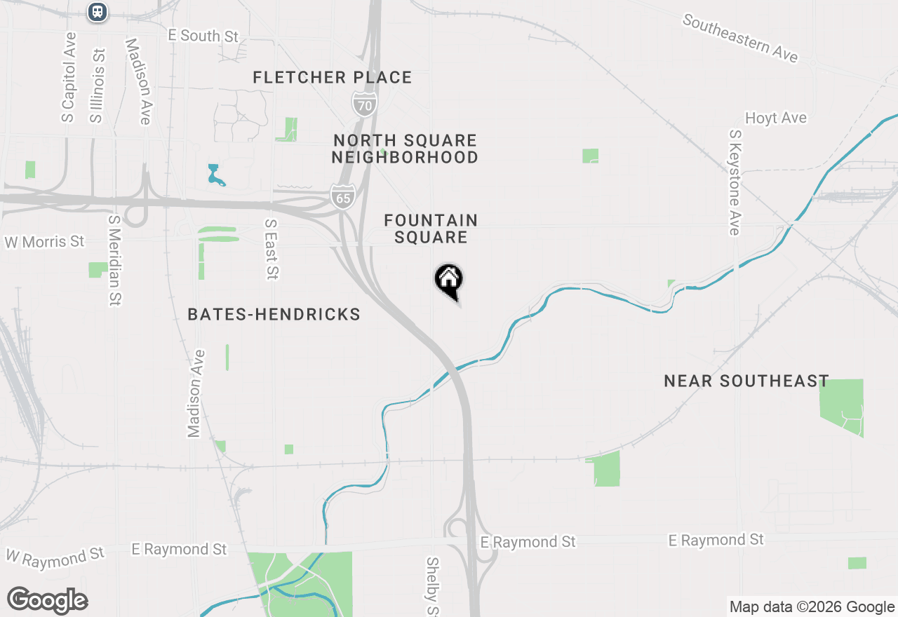 Map of 1406 Olive Street, Indianapolis, IN 46203
