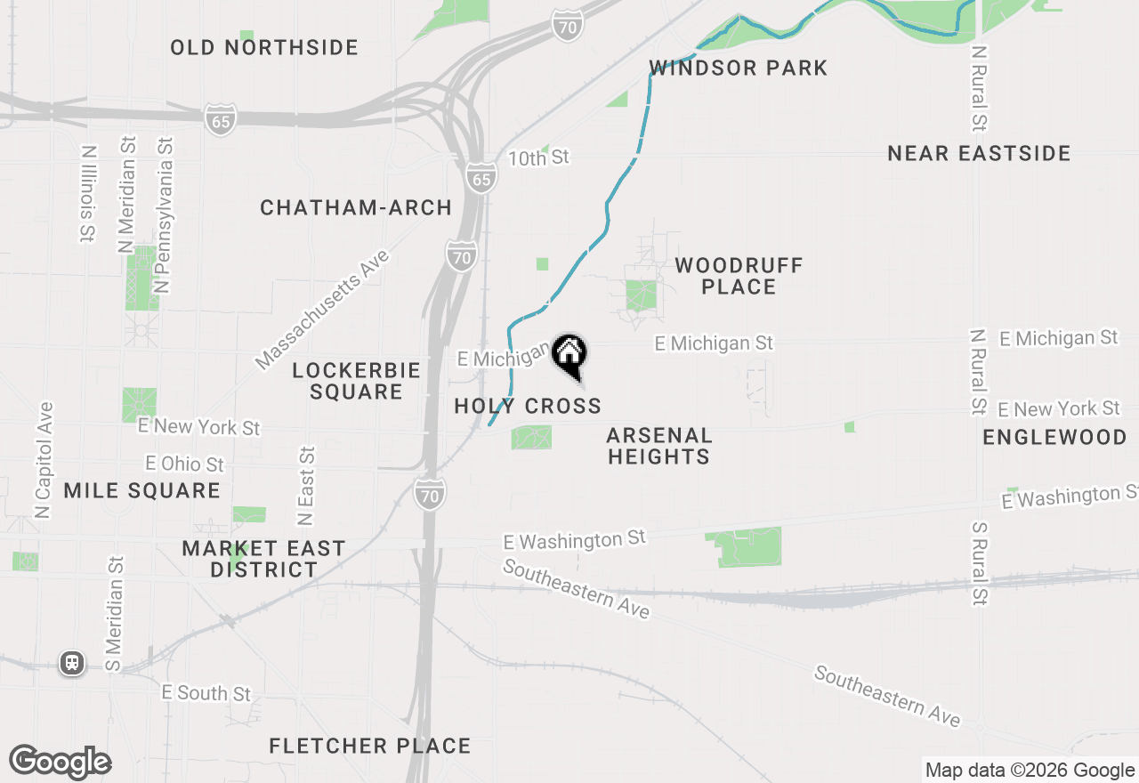 Map of 1302 E Vermont Street, Indianapolis, IN 46202