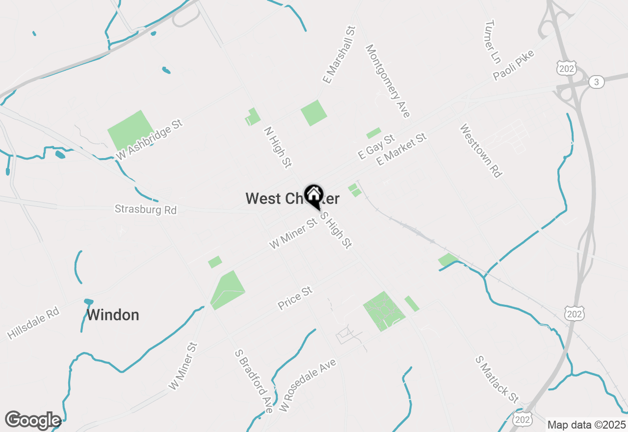 Map of 17 W Miner Street, West Chester, PA 19382