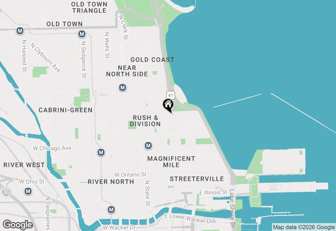 Map of 950 N Michigan Avenue #3702, Chicago, IL 60611