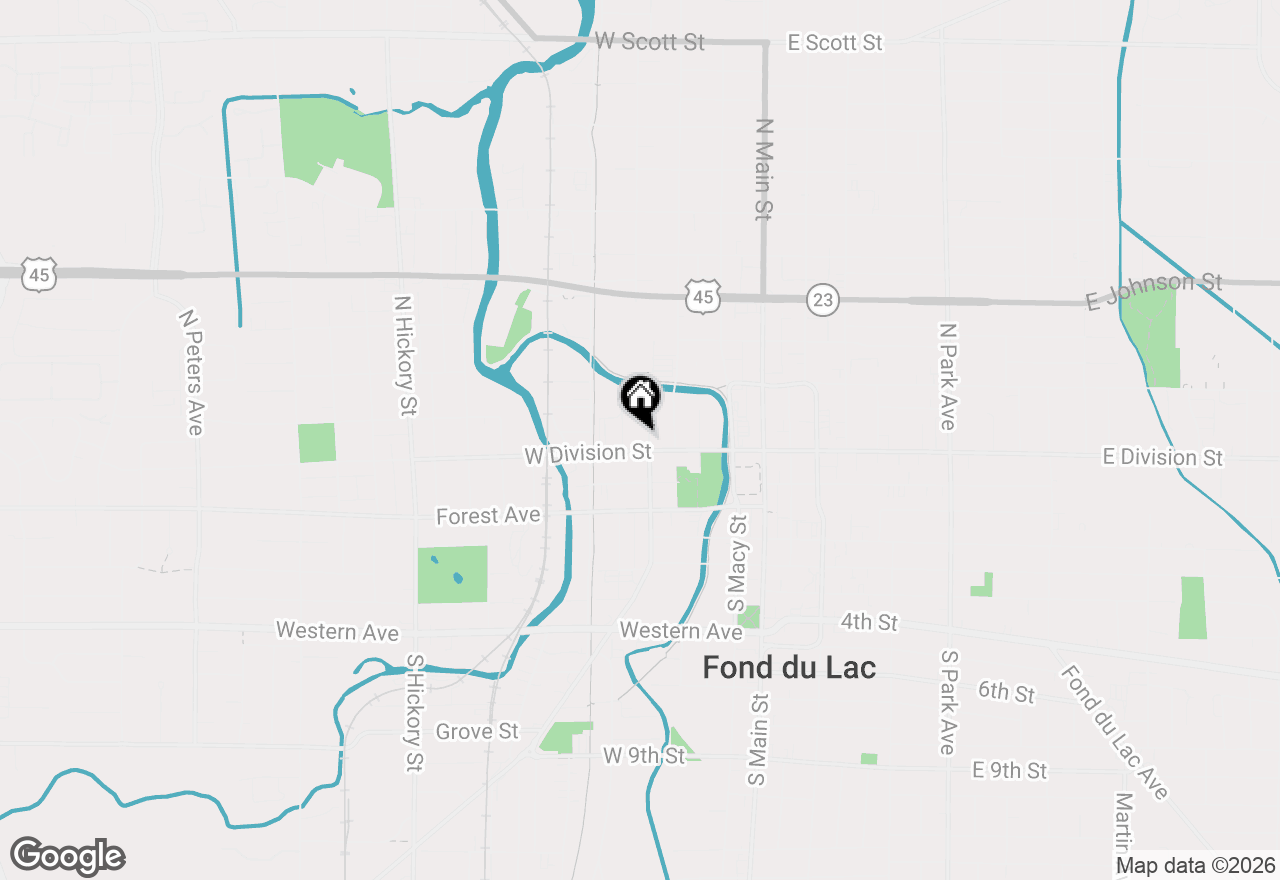 Map of 133 W Division St, Fond Du Lac, WI 54935