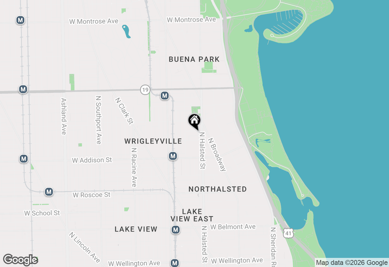 Map of 827 W Bradley Place #1W, Chicago, IL 60613