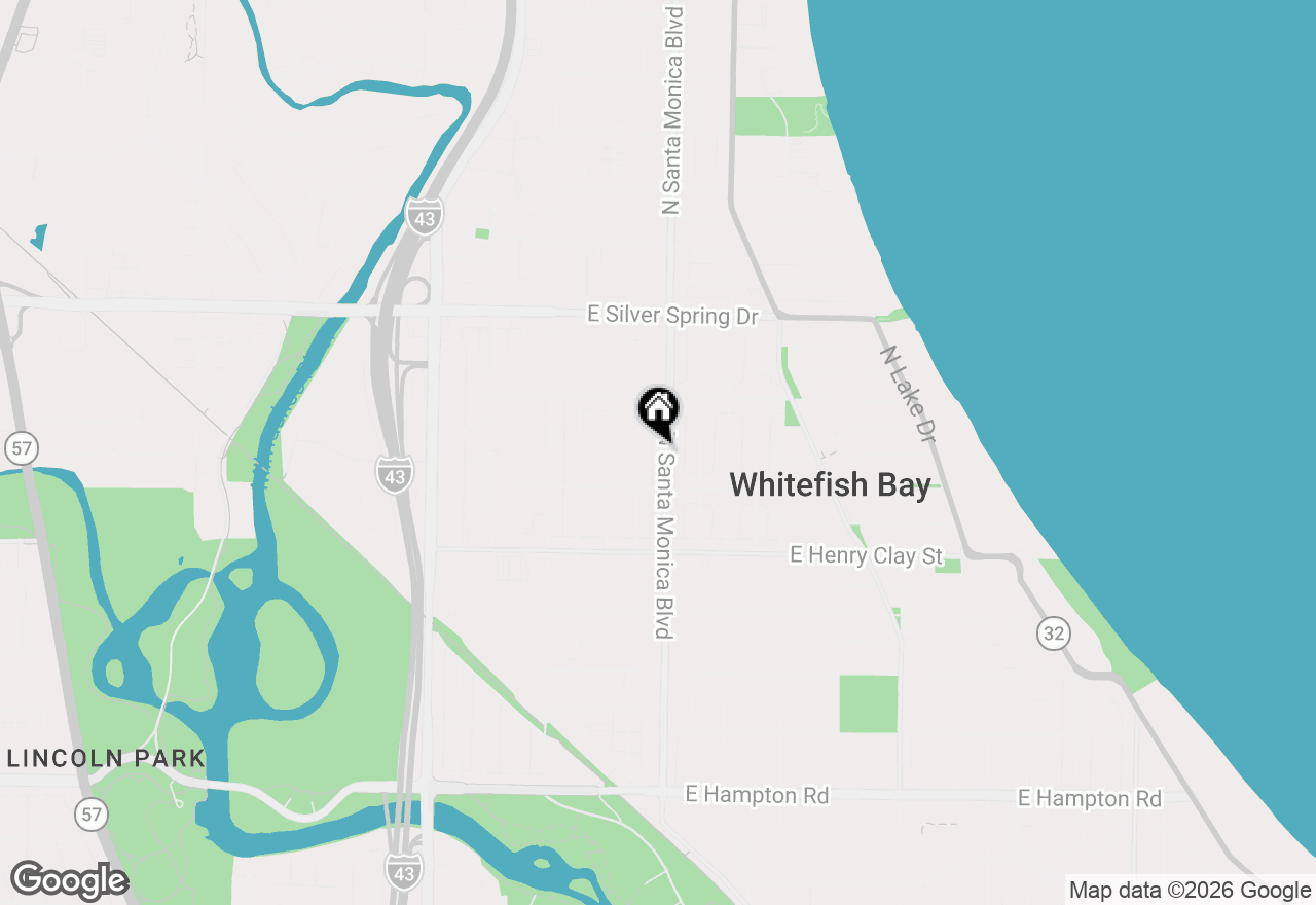 Map of 5347 N Santa Monica Blvd, Whitefish Bay, WI 53217