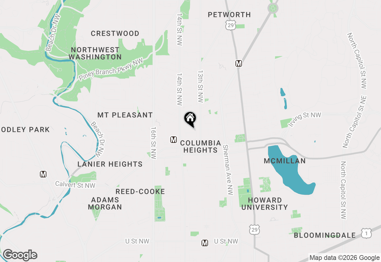 Map of 1352 Kenyon Street Nw, Washington, DC 20010