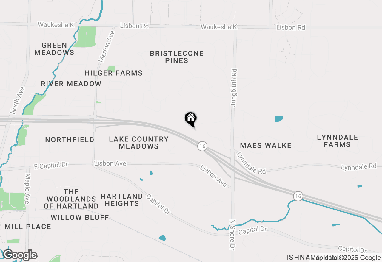 Map of 1600 E Juniper Way, Hartland, WI 53029