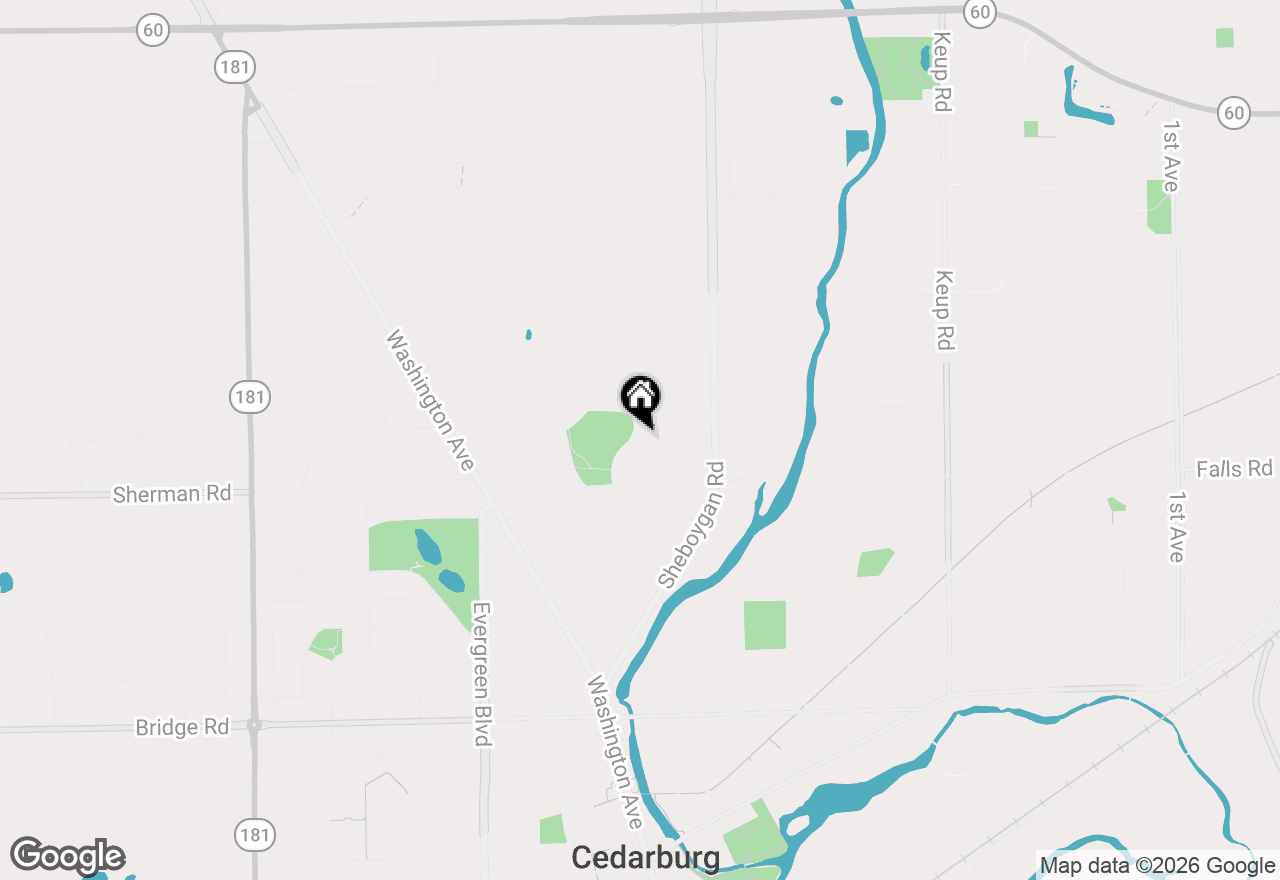 Map of N93W6266 Arbor Dr, Cedarburg, WI 53012