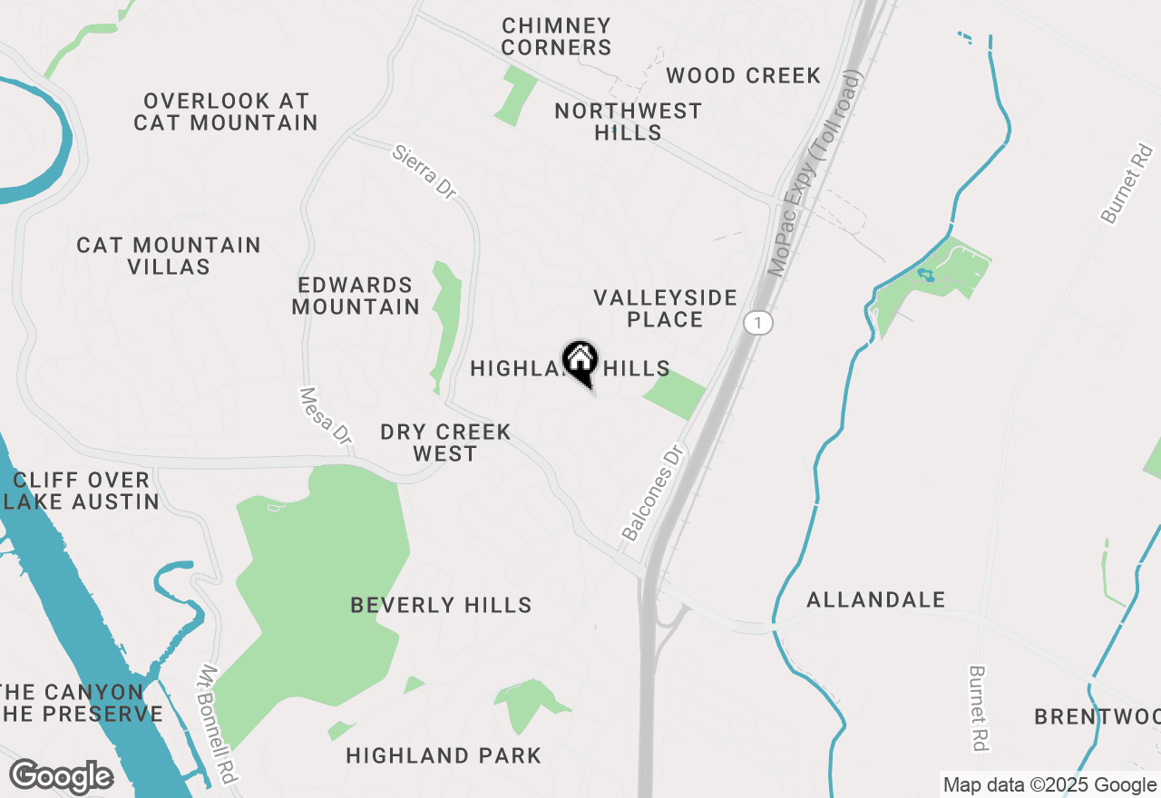 Map of 5912 Highland Hills Dr, Austin, TX 78731