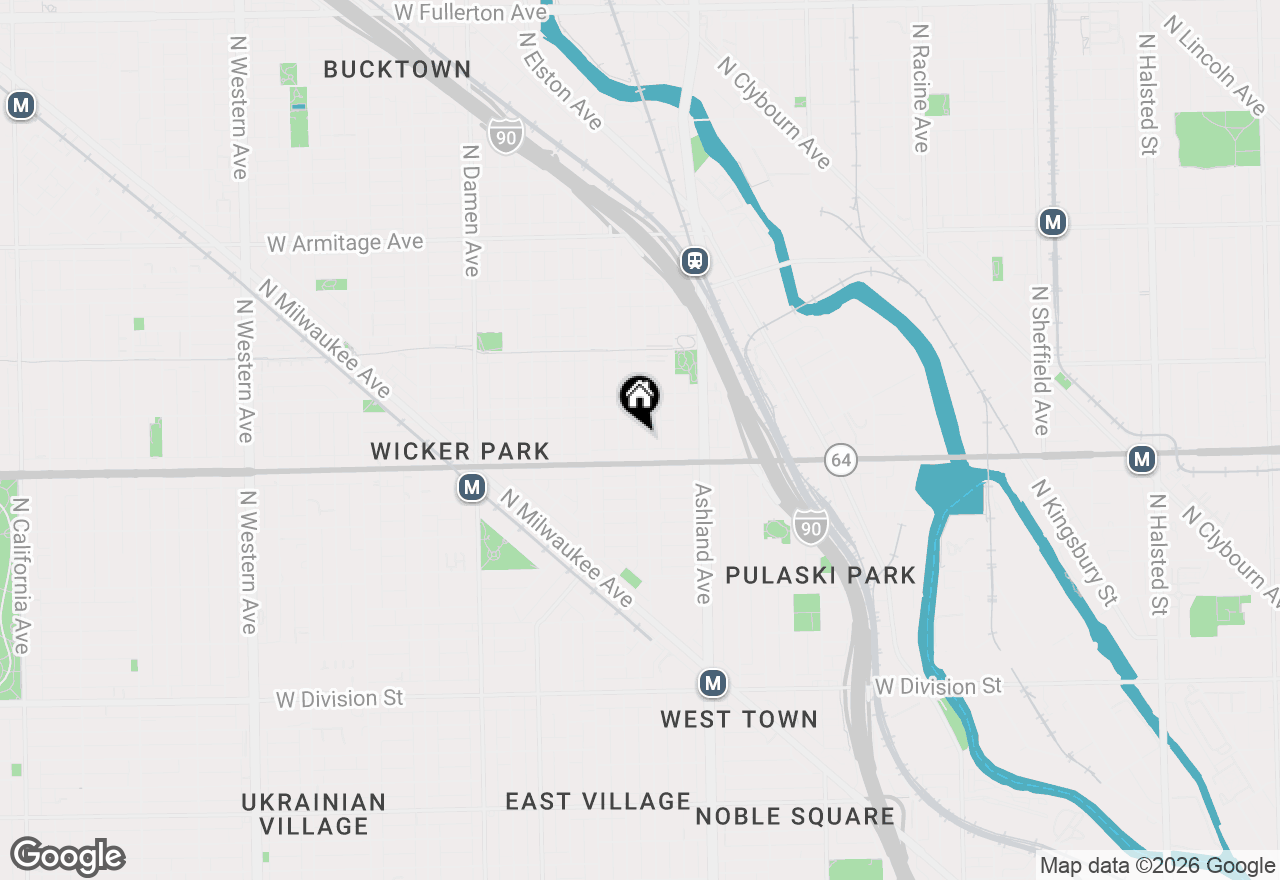 Map of 1624 N Paulina Street, Chicago, IL 60622