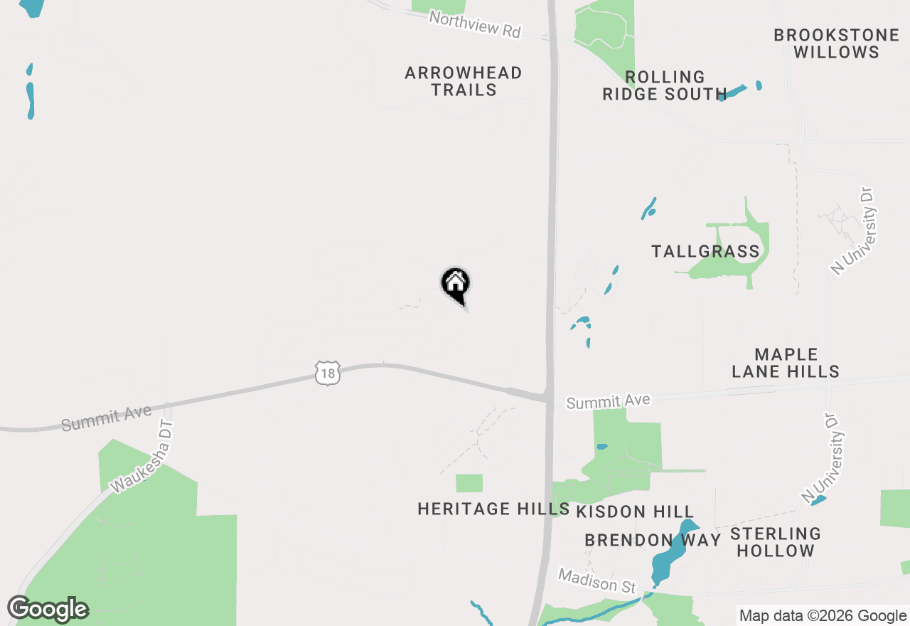 Map of 1107 Woodland Hills Dr, Waukesha, WI 53188