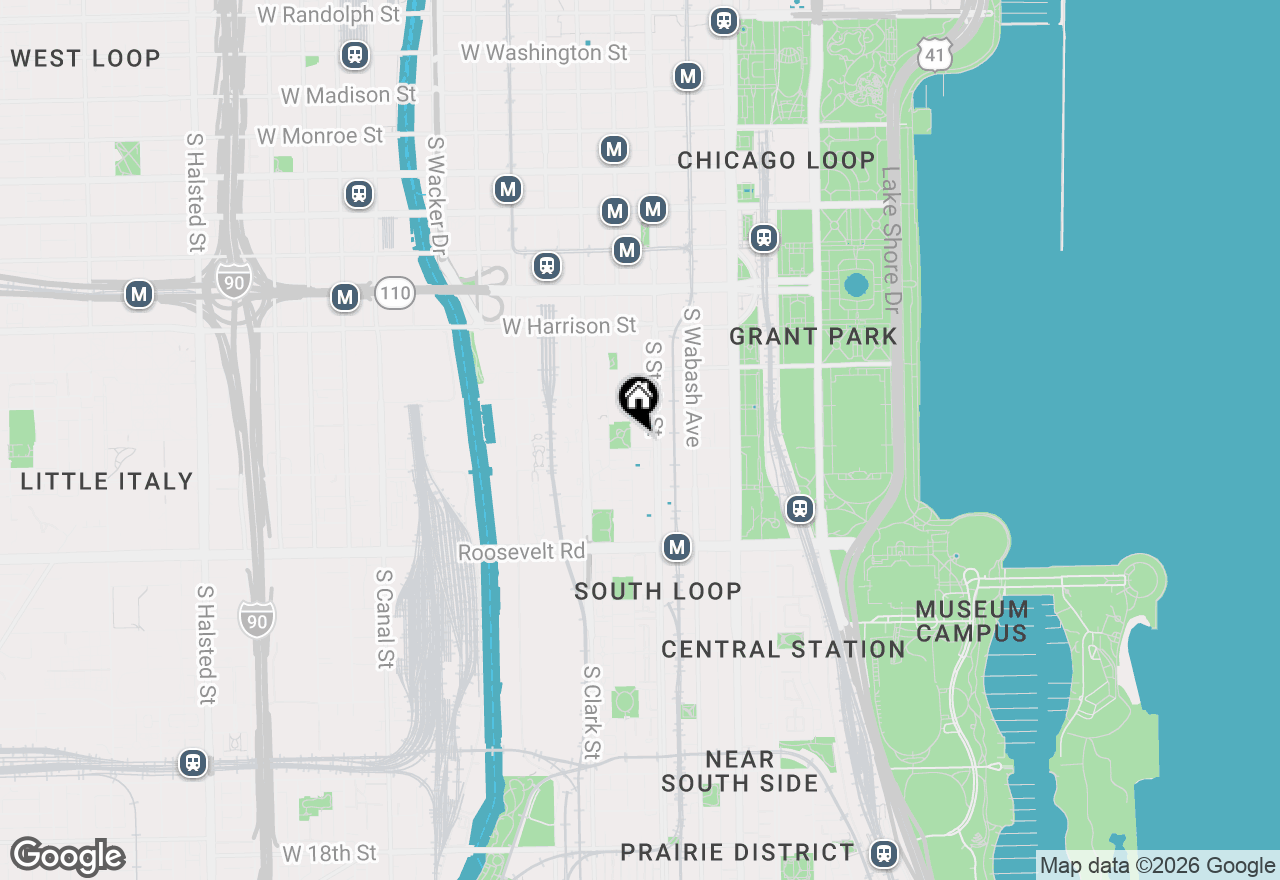Map of 899 S Plymouth Court #2001, Chicago, IL 60605