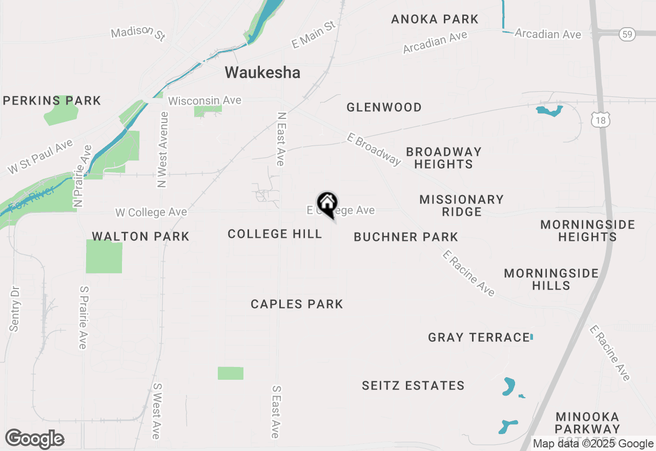 Map of 127 S James St, Waukesha, WI 53186