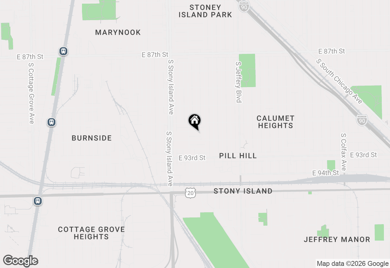 Map of 1721 E 91st Place, Chicago, IL 60617