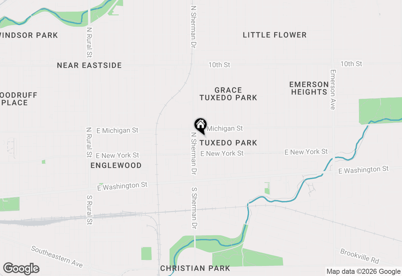 Map of 412 N Bradley Avenue, Indianapolis, IN 46201