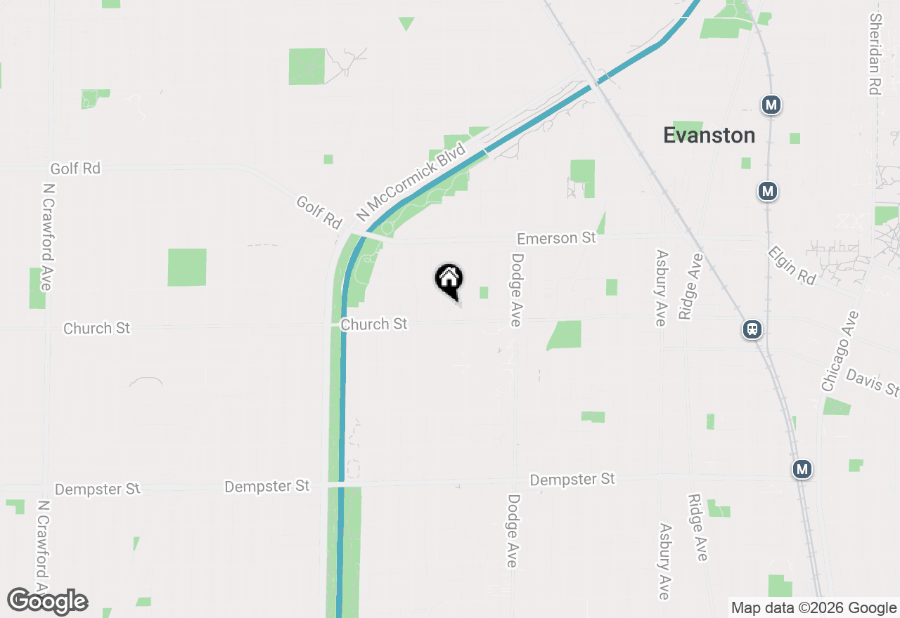 Map of 1715 Hartrey Avenue, Evanston, IL 60201