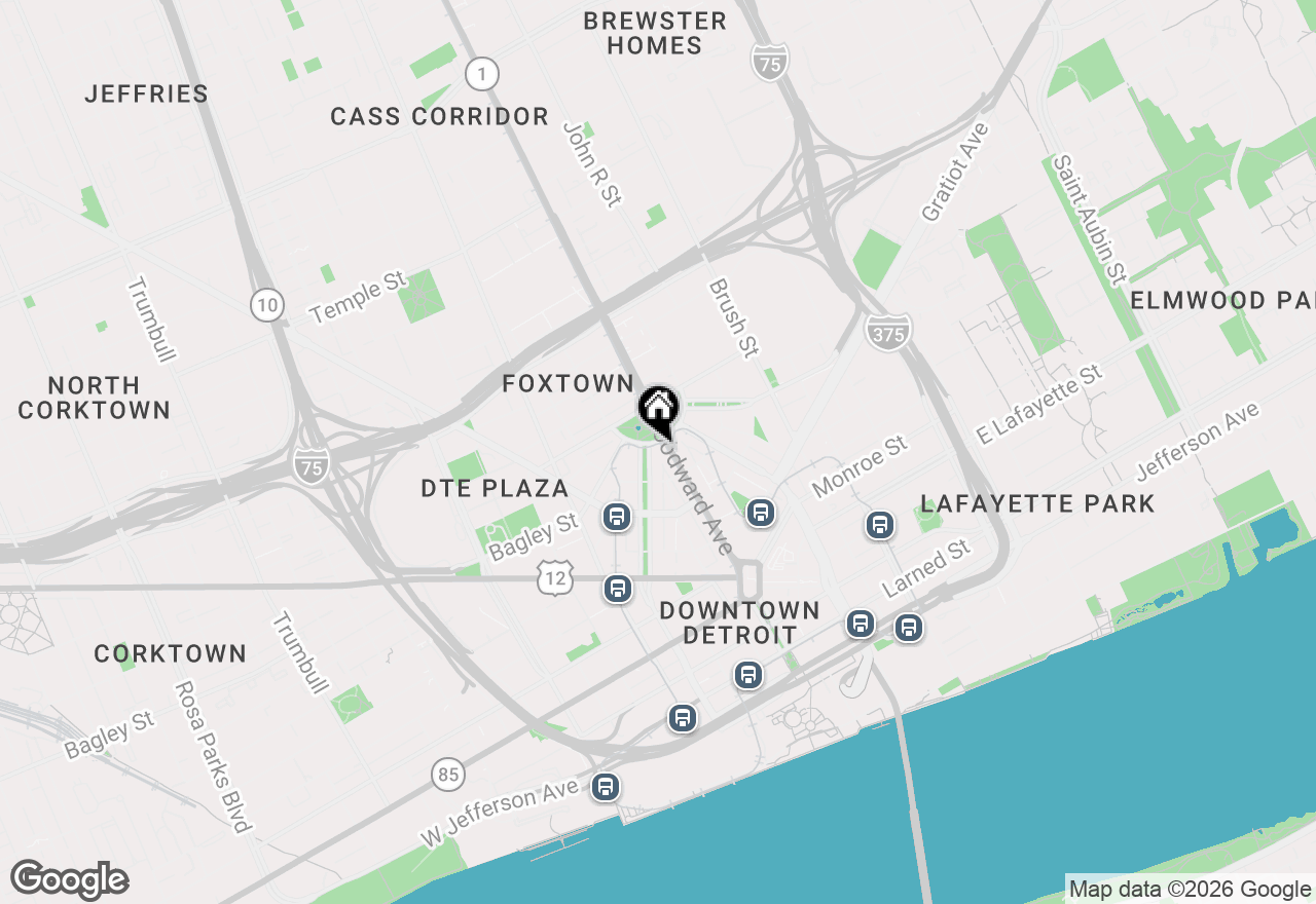 Map of 1 Park Avenue #1214, Detroit, MI 48226