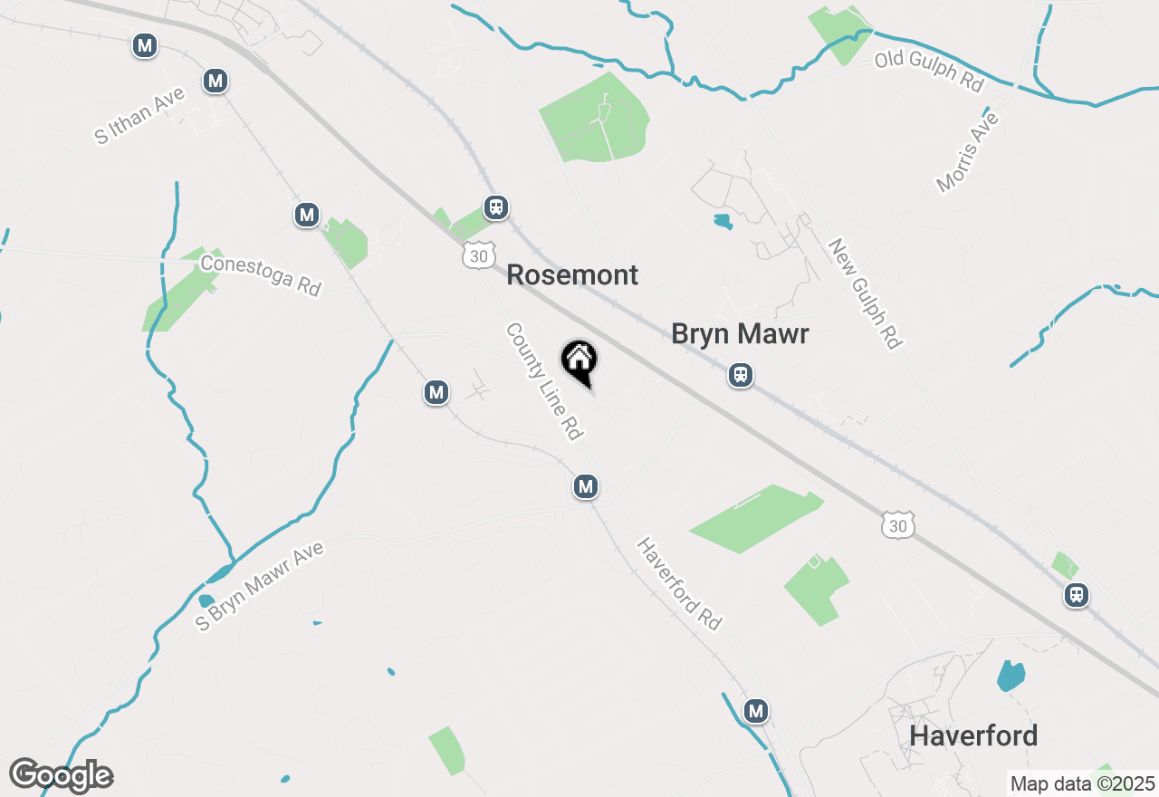 Map of 905 Old Lancaster Road, Bryn Mawr, PA 19010