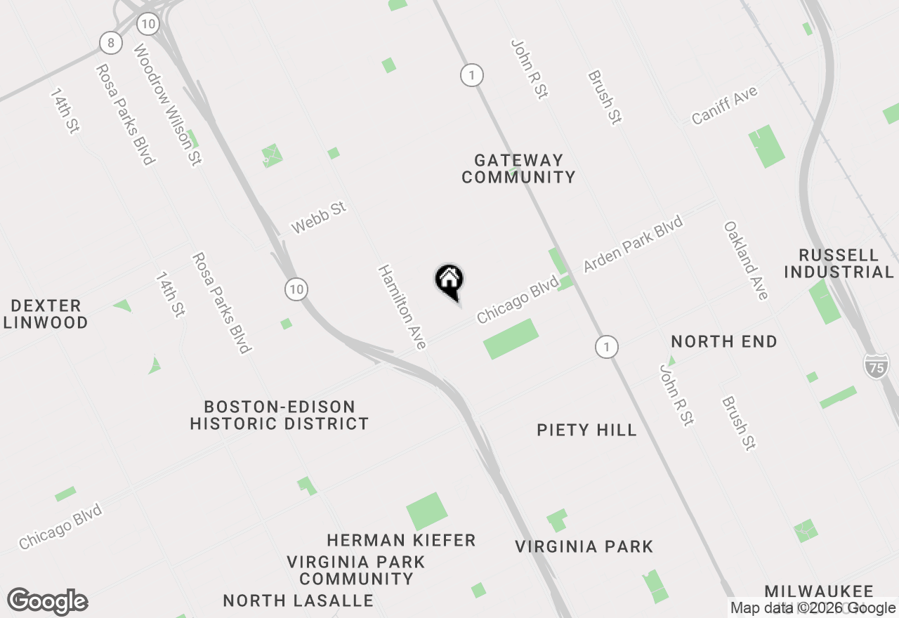 Map of 841 W Boston Boulevard, Detroit, MI 48202