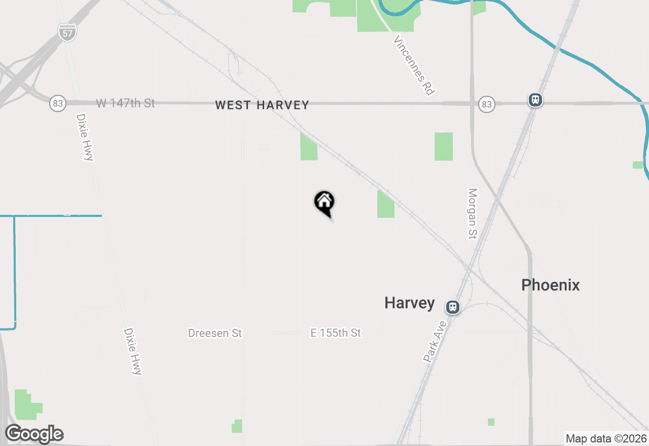 Map of 36 E 151st Street, Harvey, IL 60426
