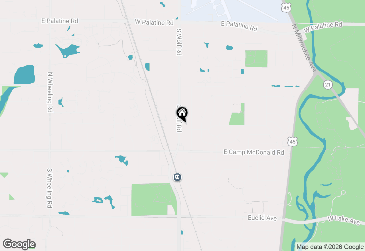Map of 105 N Wolf Road, Prospect Heights, IL 60070
