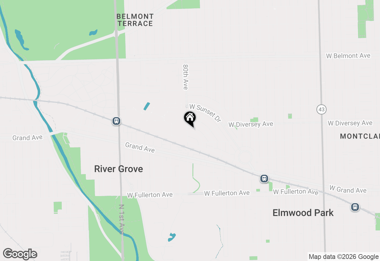 Map of 7960 W Birchdale Avenue, Elmwood Park, IL 60707