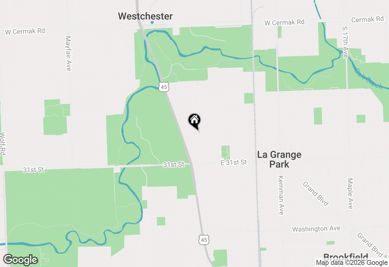 Map of 1233 Woodside Road, La Grange Park, IL 60526