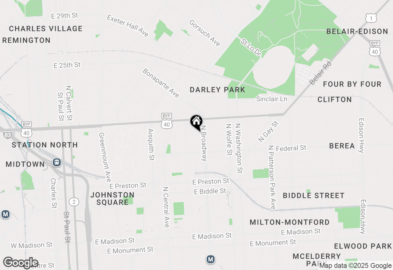 Map of 1615 E Lafayette Avenue, Baltimore, MD 21213