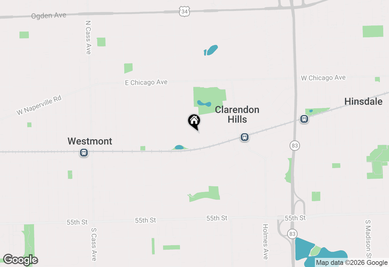 Map of 18 Oxford Avenue, Clarendon Hills, IL 60514