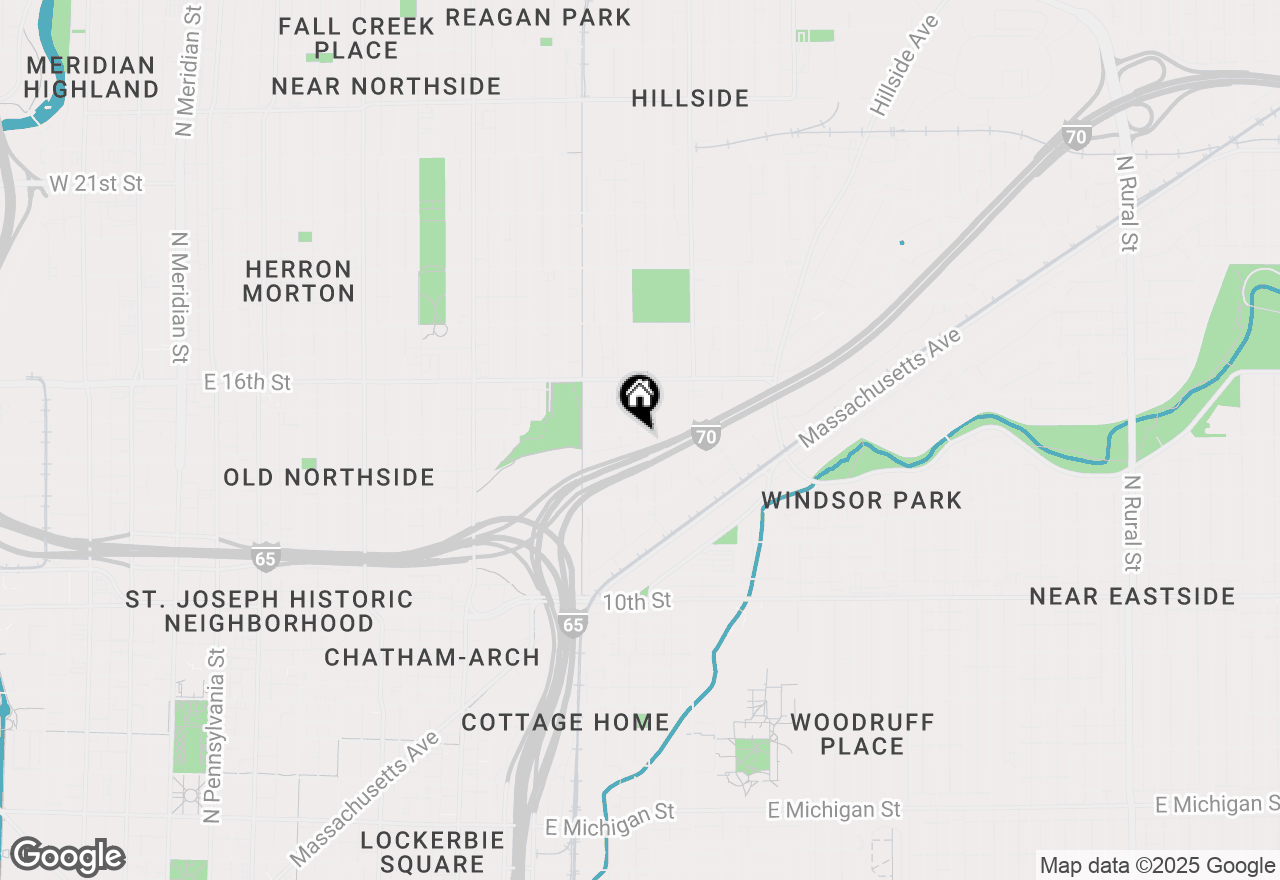 Map of 1219 E 15th Street, Indianapolis, IN 46202