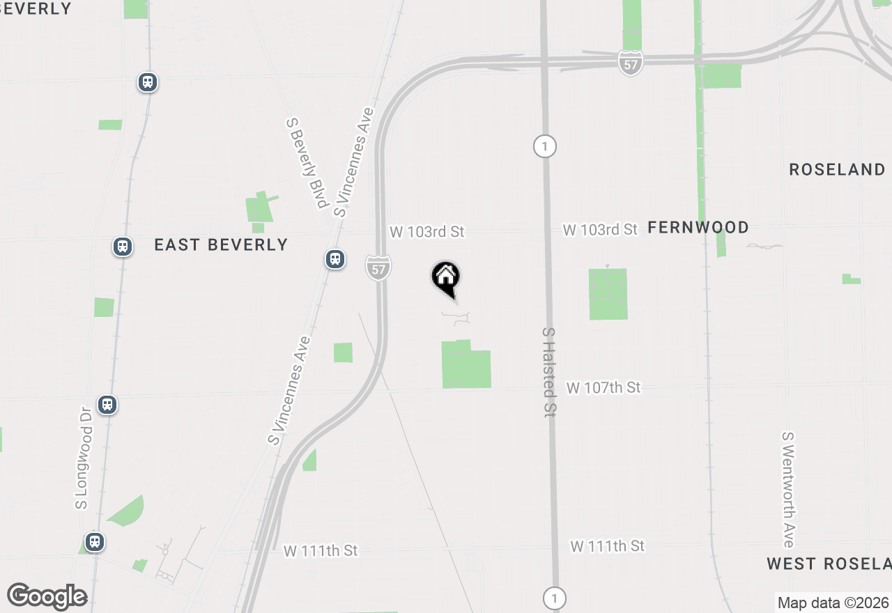 Map of 1036 W 105th Street, Chicago, IL 60643