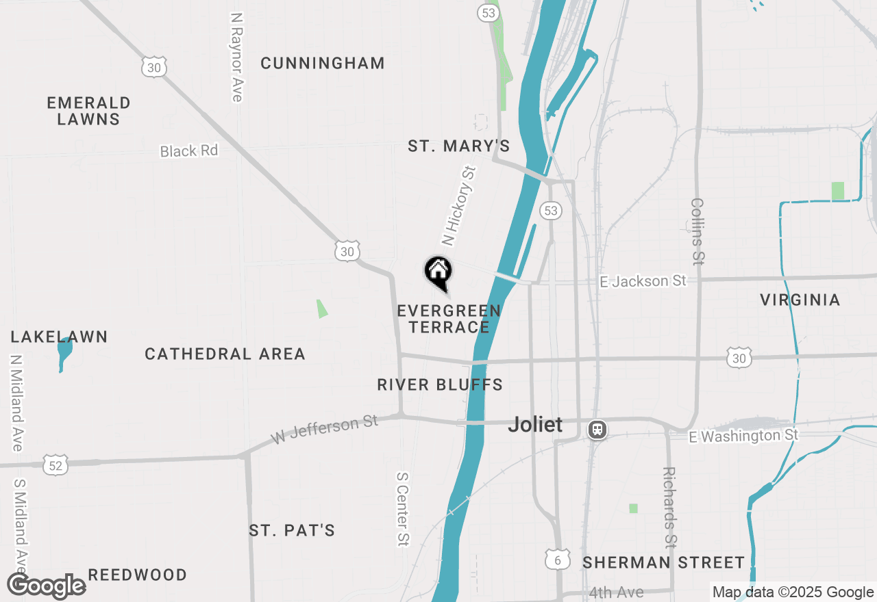 Map of 376 N Hickory Street, Joliet, IL 60435