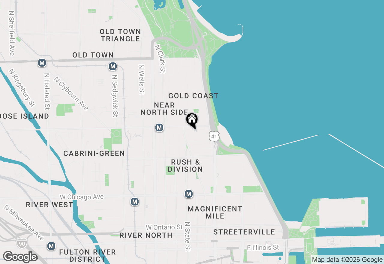 Map of 30 E Elm Street #18B, Chicago, IL 60611