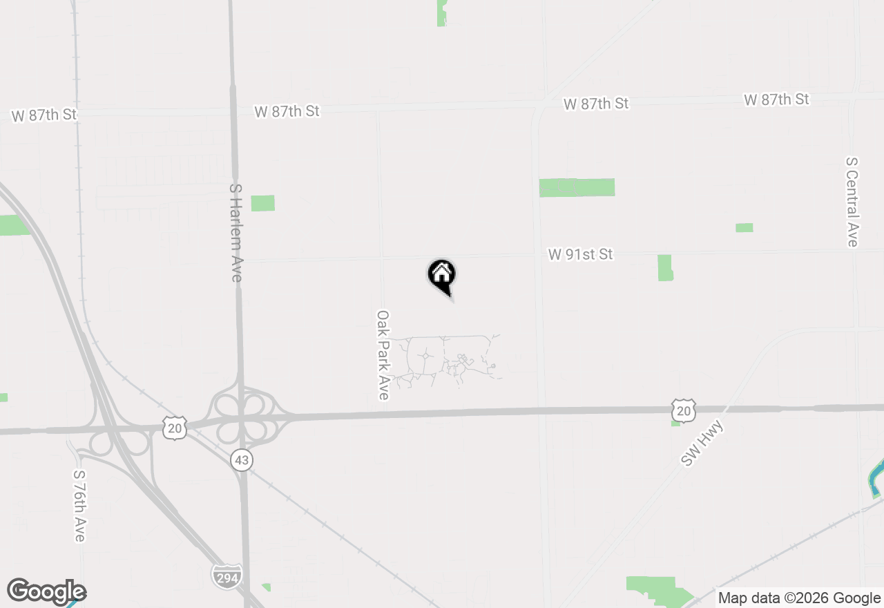 Map of 6612 W 92nd Street, Oak Lawn, IL 60453