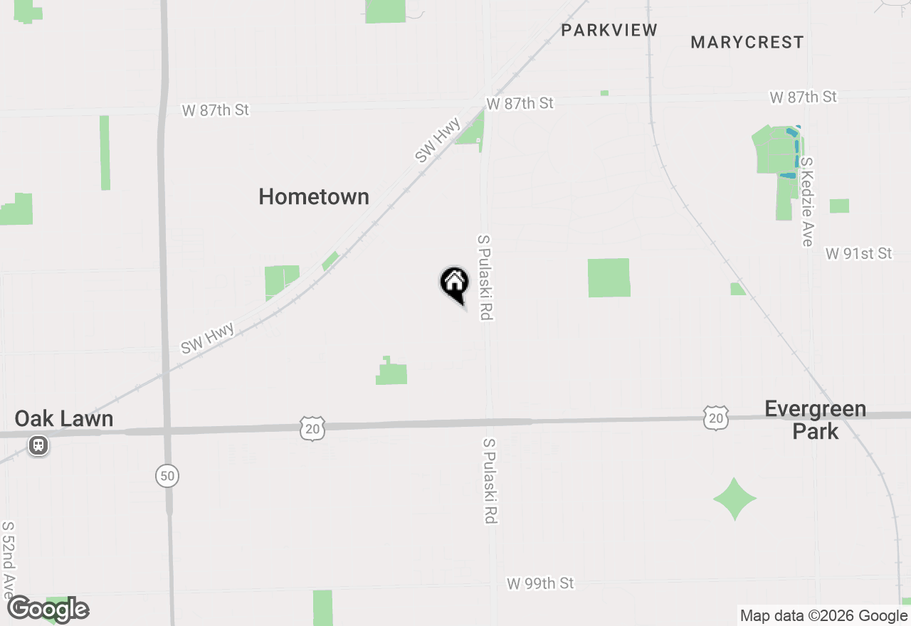 Map of 9212 S Komensky Avenue, Oak Lawn, IL 60453