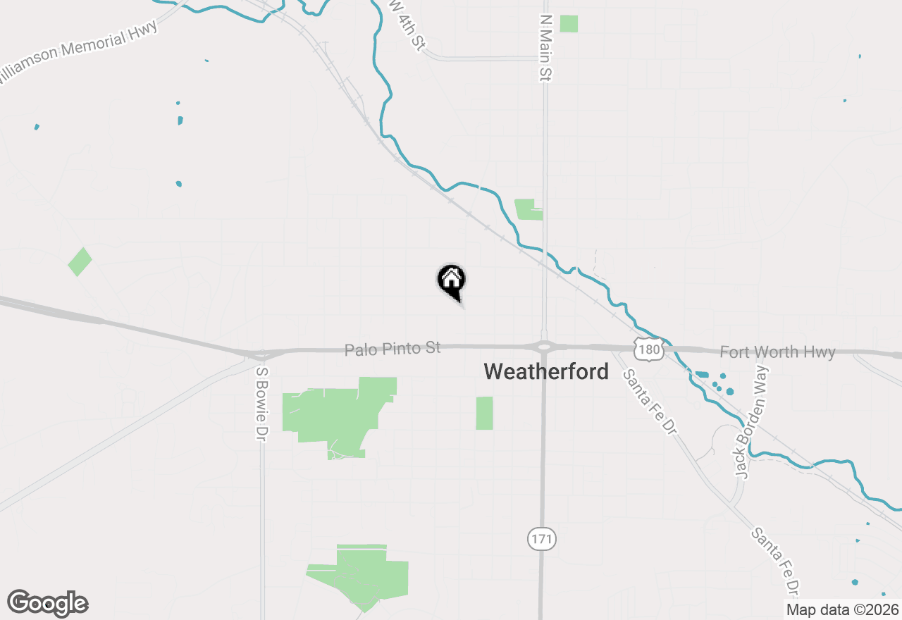 Map of 410 W Spring Street, Weatherford, TX 76086
