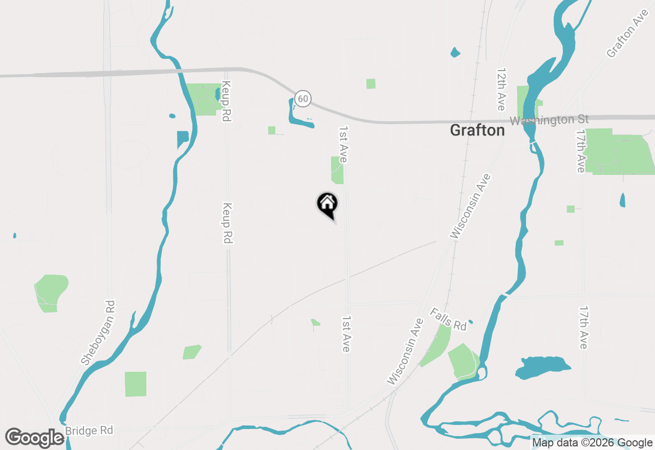 Map of 132 W Juniper Dr, Grafton, WI 53024