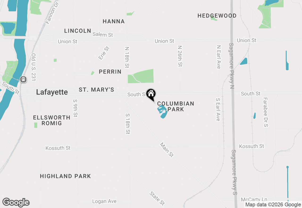 Map of 1917 Thompson Street, Lafayette, IN 47904