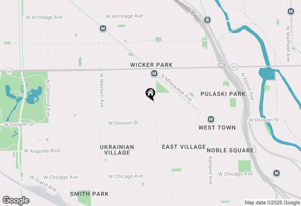 Map of 2025 W Evergreen Avenue, Chicago, IL 60622