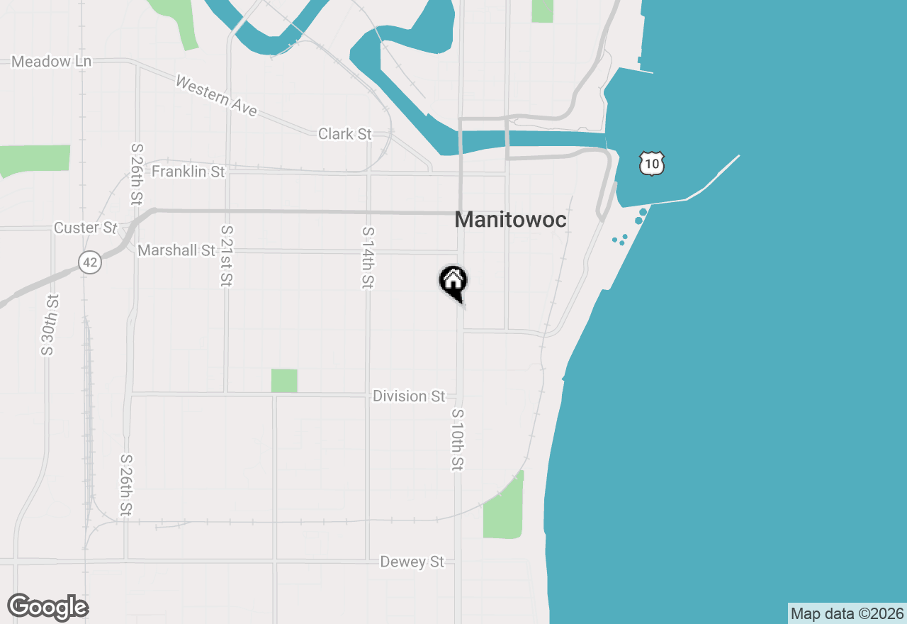 Map of 1218 S 10th St, Manitowoc, WI 54220