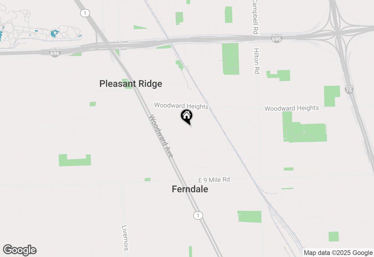 Map of 341 E Woodland Street, Ferndale, MI 48220