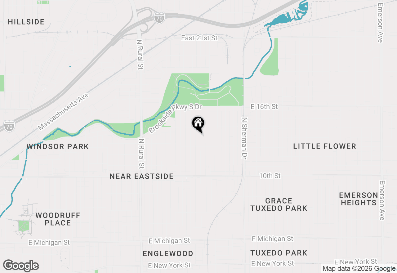 Map of 1334 N Tuxedo Street, Indianapolis, IN 46201