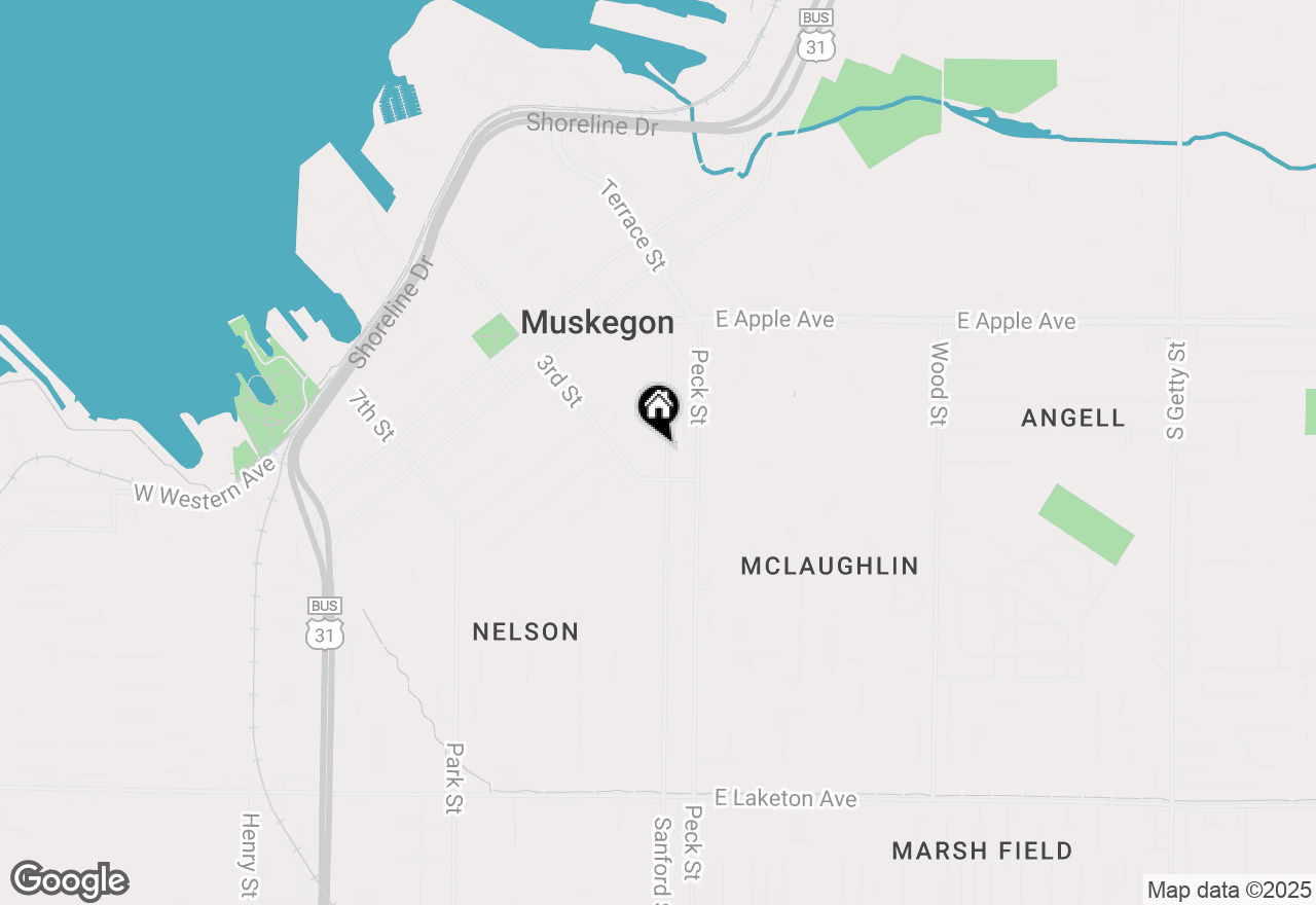 Map of 1221 Sanford Street, Muskegon, MI 49441