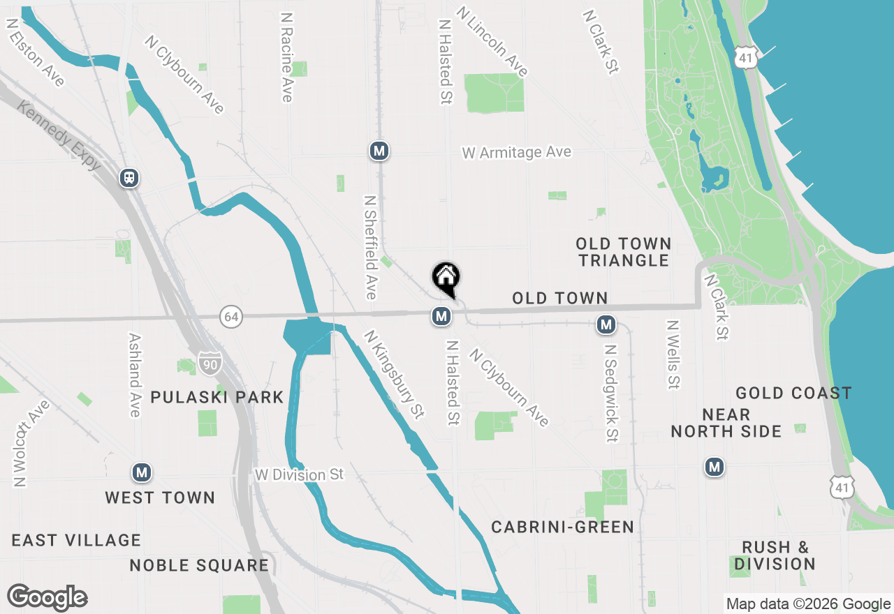 Map of 1600 N Halsted Street #2F, Chicago, IL 60614